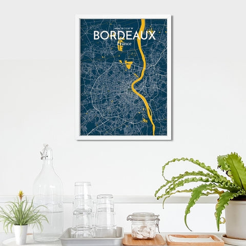 Bordeaux France Map Poster – Detailed Art Print of Bordeaux City Map Art for Home Decor, Office Decor, and Unique Gifts