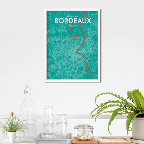 Bordeaux France Map Poster – Detailed Art Print of Bordeaux City Map Art for Home Decor, Office Decor, and Unique Gifts