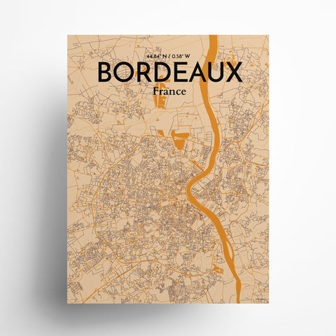 Bordeaux France Map Poster – Detailed Art Print of Bordeaux City Map Art for Home Decor, Office Decor, and Unique Gifts