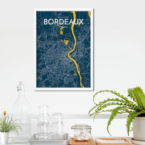 Bordeaux France Map Poster – Detailed Art Print of Bordeaux City Map Art for Home Decor, Office Decor, and Unique Gifts