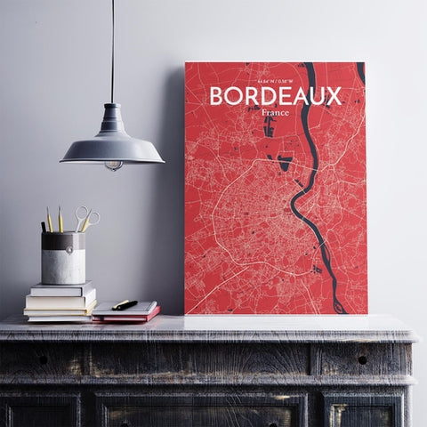 Bordeaux France Map Poster – Detailed Art Print of Bordeaux City Map Art for Home Decor, Office Decor, and Unique Gifts