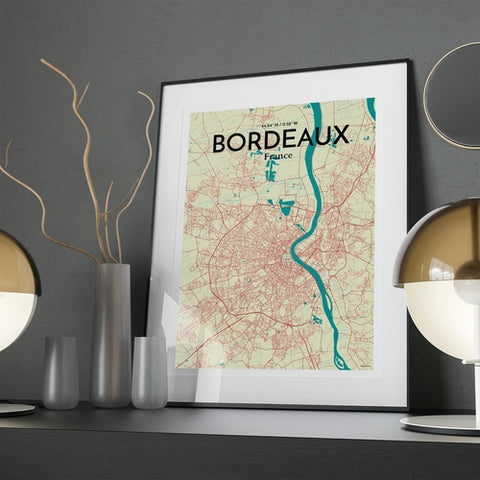 Bordeaux France Map Poster – Detailed Art Print of Bordeaux City Map Art for Home Decor, Office Decor, and Unique Gifts