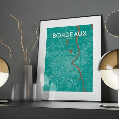 Bordeaux France Map Poster – Detailed Art Print of Bordeaux City Map Art for Home Decor, Office Decor, and Unique Gifts