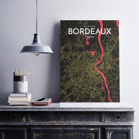 Bordeaux France Map Poster – Detailed Art Print of Bordeaux City Map Art for Home Decor, Office Decor, and Unique Gifts