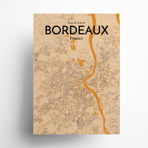 Bordeaux France Map Poster – Detailed Art Print of Bordeaux City Map Art for Home Decor, Office Decor, and Unique Gifts