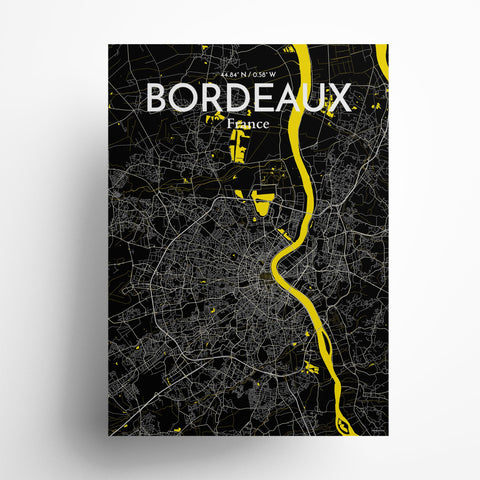 Bordeaux France Map Poster – Detailed Art Print of Bordeaux City Map Art for Home Decor, Office Decor, and Unique Gifts