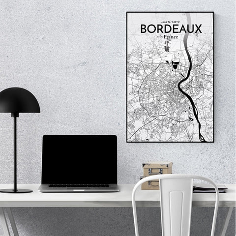 Bordeaux France Map Poster – Detailed Art Print of Bordeaux City Map Art for Home Decor, Office Decor, and Unique Gifts