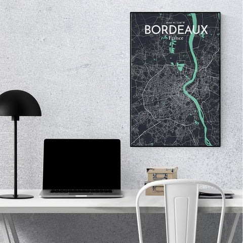 Bordeaux France Map Poster – Detailed Art Print of Bordeaux City Map Art for Home Decor, Office Decor, and Unique Gifts