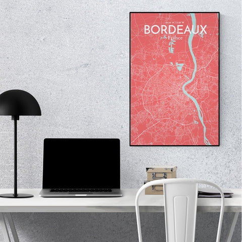 Bordeaux France Map Poster – Detailed Art Print of Bordeaux City Map Art for Home Decor, Office Decor, and Unique Gifts