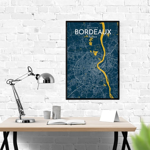 Bordeaux France Map Poster – Detailed Art Print of Bordeaux City Map Art for Home Decor, Office Decor, and Unique Gifts