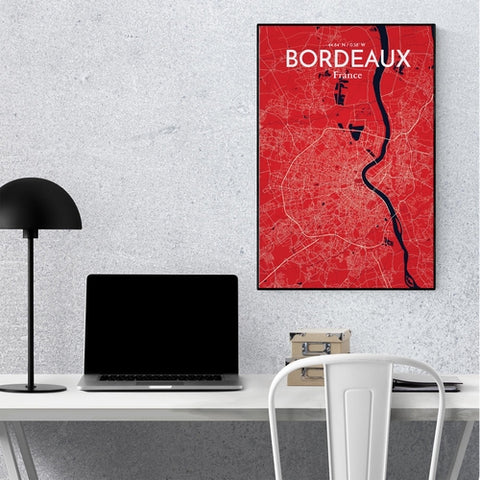 Bordeaux France Map Poster – Detailed Art Print of Bordeaux City Map Art for Home Decor, Office Decor, and Unique Gifts