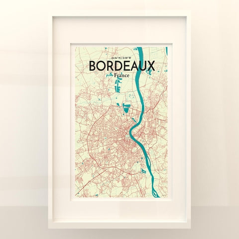 Bordeaux France Map Poster – Detailed Art Print of Bordeaux City Map Art for Home Decor, Office Decor, and Unique Gifts