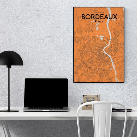 Bordeaux France Map Poster – Detailed Art Print of Bordeaux City Map Art for Home Decor, Office Decor, and Unique Gifts