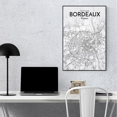 Bordeaux France Map Poster – Detailed Art Print of Bordeaux City Map Art for Home Decor, Office Decor, and Unique Gifts