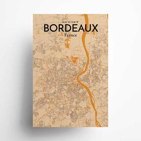 Bordeaux France Map Poster – Detailed Art Print of Bordeaux City Map Art for Home Decor, Office Decor, and Unique Gifts