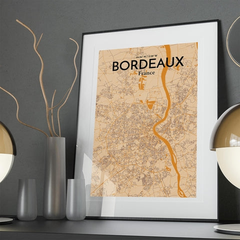 Bordeaux France Map Poster – Detailed Art Print of Bordeaux City Map Art for Home Decor, Office Decor, and Unique Gifts