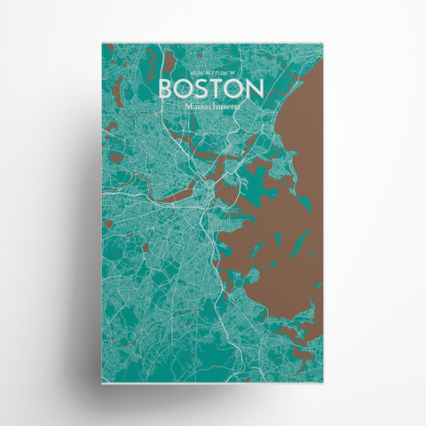 Boston City Map Poster – Detailed Art Print of Boston, Massachusetts for Home Decor, Office Decor, Travel Art, and Unique Gifts