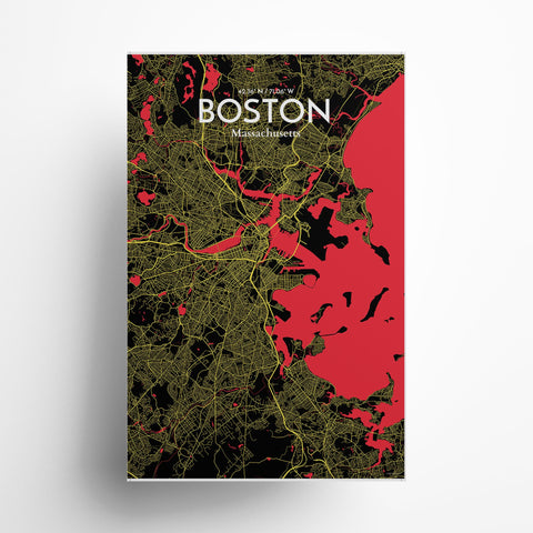 Boston City Map Poster – Detailed Art Print of Boston, Massachusetts for Home Decor, Office Decor, Travel Art, and Unique Gifts