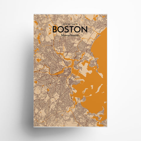 Boston City Map Poster – Detailed Art Print of Boston, Massachusetts for Home Decor, Office Decor, Travel Art, and Unique Gifts