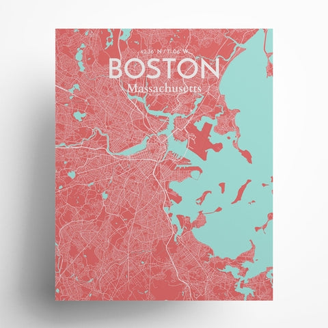 Boston City Map Poster – Detailed Art Print of Boston, Massachusetts for Home Decor, Office Decor, Travel Art, and Unique Gifts