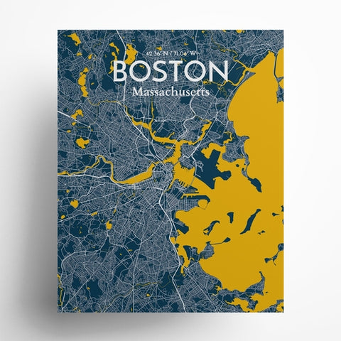 Boston City Map Poster – Detailed Art Print of Boston, Massachusetts for Home Decor, Office Decor, Travel Art, and Unique Gifts