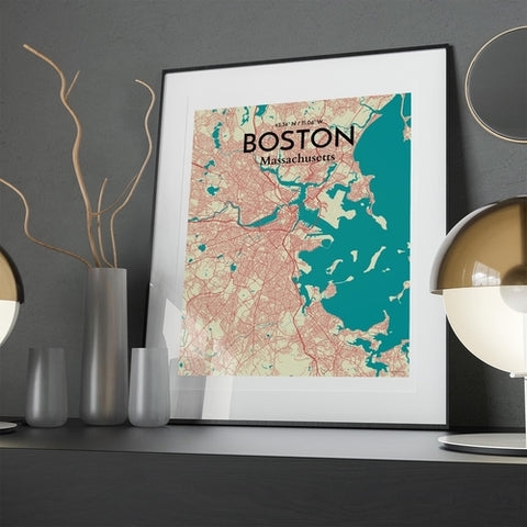 Boston City Map Poster – Detailed Art Print of Boston, Massachusetts for Home Decor, Office Decor, Travel Art, and Unique Gifts