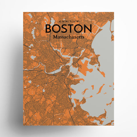 Boston City Map Poster – Detailed Art Print of Boston, Massachusetts for Home Decor, Office Decor, Travel Art, and Unique Gifts