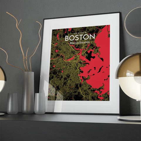 Boston City Map Poster – Detailed Art Print of Boston, Massachusetts for Home Decor, Office Decor, Travel Art, and Unique Gifts