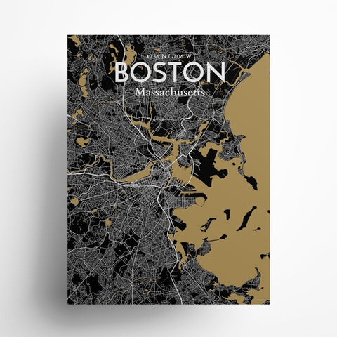 Boston City Map Poster – Detailed Art Print of Boston, Massachusetts for Home Decor, Office Decor, Travel Art, and Unique Gifts