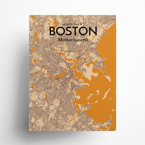 Boston City Map Poster – Detailed Art Print of Boston, Massachusetts for Home Decor, Office Decor, Travel Art, and Unique Gifts