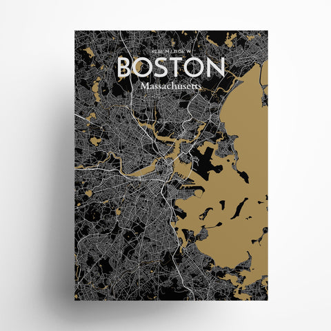 Boston City Map Poster – Detailed Art Print of Boston, Massachusetts for Home Decor, Office Decor, Travel Art, and Unique Gifts