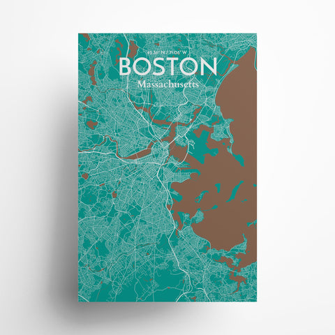 Boston City Map Poster – Detailed Art Print of Boston, Massachusetts for Home Decor, Office Decor, Travel Art, and Unique Gifts