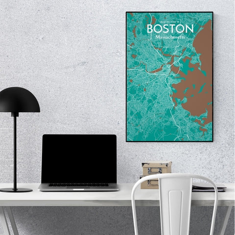 Boston City Map Poster – Detailed Art Print of Boston, Massachusetts for Home Decor, Office Decor, Travel Art, and Unique Gifts