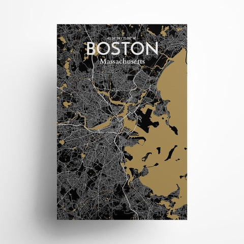 Boston City Map Poster – Detailed Art Print of Boston, Massachusetts for Home Decor, Office Decor, Travel Art, and Unique Gifts