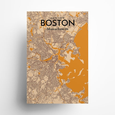 Boston City Map Poster – Detailed Art Print of Boston, Massachusetts for Home Decor, Office Decor, Travel Art, and Unique Gifts