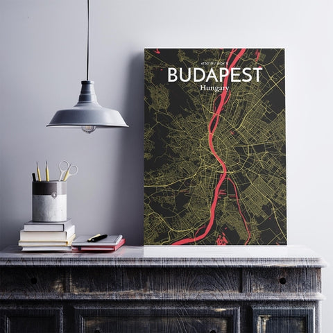 Budapest City Map Poster – Detailed Art Print of Budapest, Hungarian City Map Art for Home Decor, Office Decor, and Unique Gifts