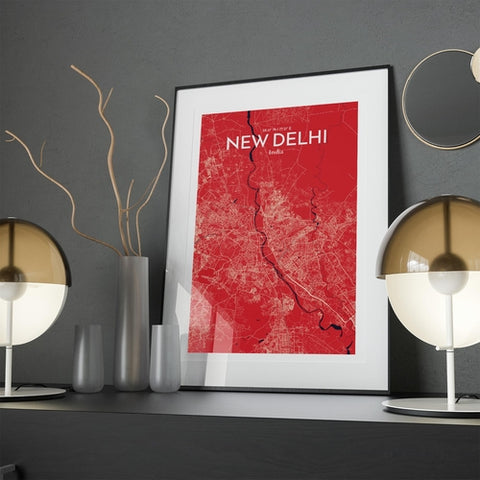 New Delhi City Map Poster – Detailed Art Print of New Delhi, India City Map Art for Home Decor, Office Decor, and Unique Gifts