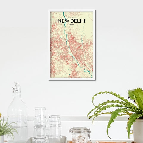 New Delhi City Map Poster – Detailed Art Print of New Delhi, India City Map Art for Home Decor, Office Decor, and Unique Gifts