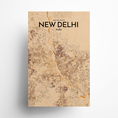 New Delhi City Map Poster – Detailed Art Print of New Delhi, India City Map Art for Home Decor, Office Decor, and Unique Gifts