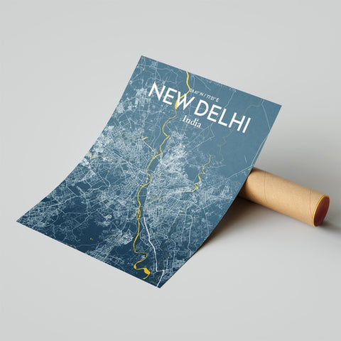 New Delhi City Map Poster – Detailed Art Print of New Delhi, India City Map Art for Home Decor, Office Decor, and Unique Gifts