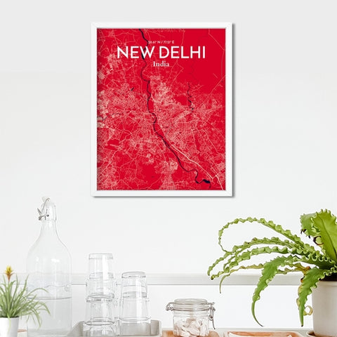 New Delhi City Map Poster – Detailed Art Print of New Delhi, India City Map Art for Home Decor, Office Decor, and Unique Gifts