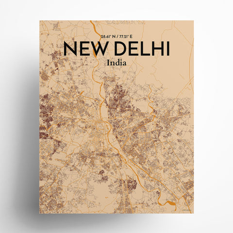 New Delhi City Map Poster – Detailed Art Print of New Delhi, India City Map Art for Home Decor, Office Decor, and Unique Gifts