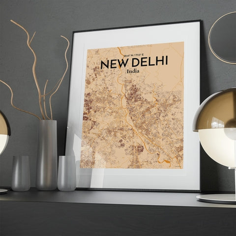 New Delhi City Map Poster – Detailed Art Print of New Delhi, India City Map Art for Home Decor, Office Decor, and Unique Gifts