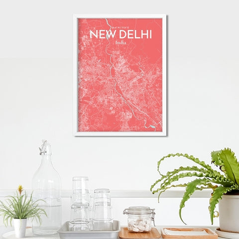 New Delhi City Map Poster – Detailed Art Print of New Delhi, India City Map Art for Home Decor, Office Decor, and Unique Gifts