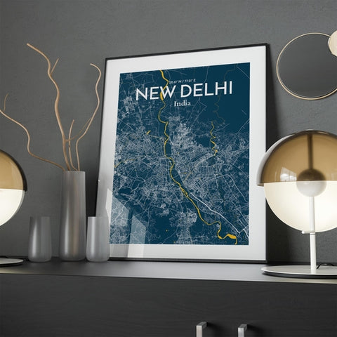 New Delhi City Map Poster – Detailed Art Print of New Delhi, India City Map Art for Home Decor, Office Decor, and Unique Gifts