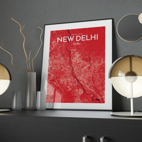 New Delhi City Map Poster – Detailed Art Print of New Delhi, India City Map Art for Home Decor, Office Decor, and Unique Gifts