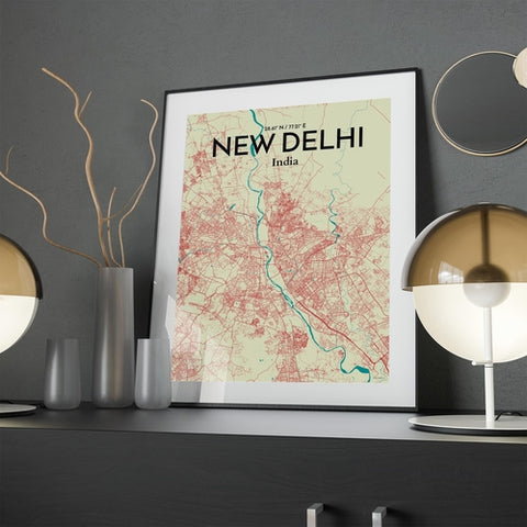 New Delhi City Map Poster – Detailed Art Print of New Delhi, India City Map Art for Home Decor, Office Decor, and Unique Gifts