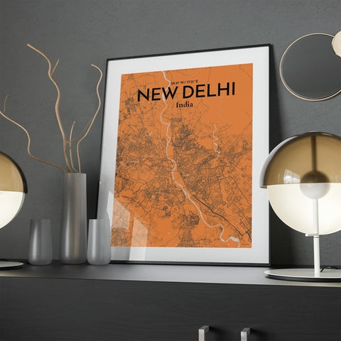 New Delhi City Map Poster – Detailed Art Print of New Delhi, India City Map Art for Home Decor, Office Decor, and Unique Gifts