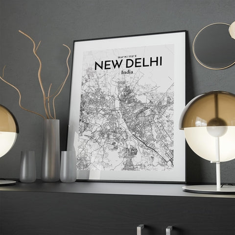 New Delhi City Map Poster – Detailed Art Print of New Delhi, India City Map Art for Home Decor, Office Decor, and Unique Gifts