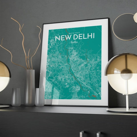 New Delhi City Map Poster – Detailed Art Print of New Delhi, India City Map Art for Home Decor, Office Decor, and Unique Gifts